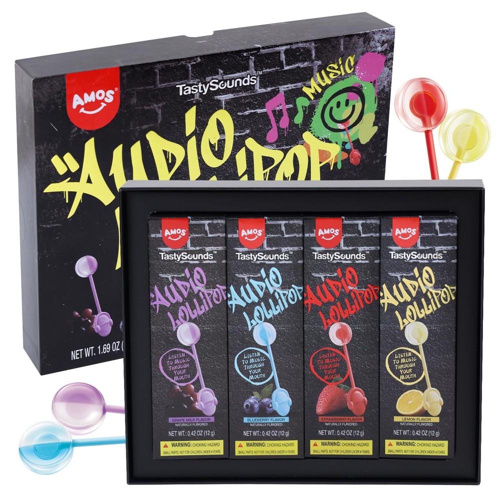 AMOS Music Lollipop Candy Suckers – TastySounds Pack of 1, Hip Hop(1-Pack)