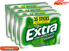 Extra Spearmint Chewing Gum Sugar Free 35 Sticks Each 4 Pack