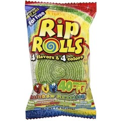 12x Rips Rolls Rainbow Reaction Sour Candy Licorice Snack Sweet Treats Bulk 1.4o