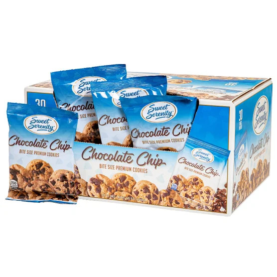 Sweet Serenity Chocolate Chip Cookies Bite Size 30ct 2oz Bags Individual Pack