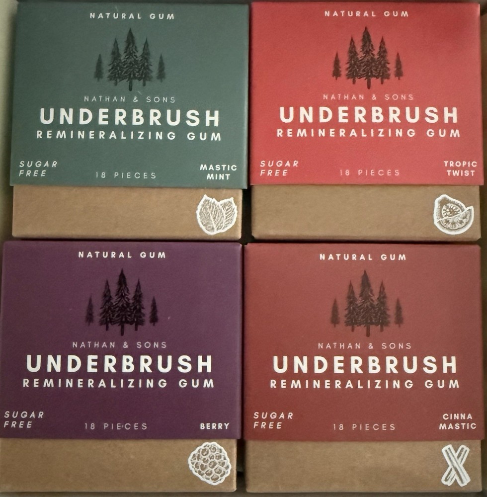 Nathan & Sons Underbrush Remineralizing Gum Sampler Box 4 Pack Natural Gum