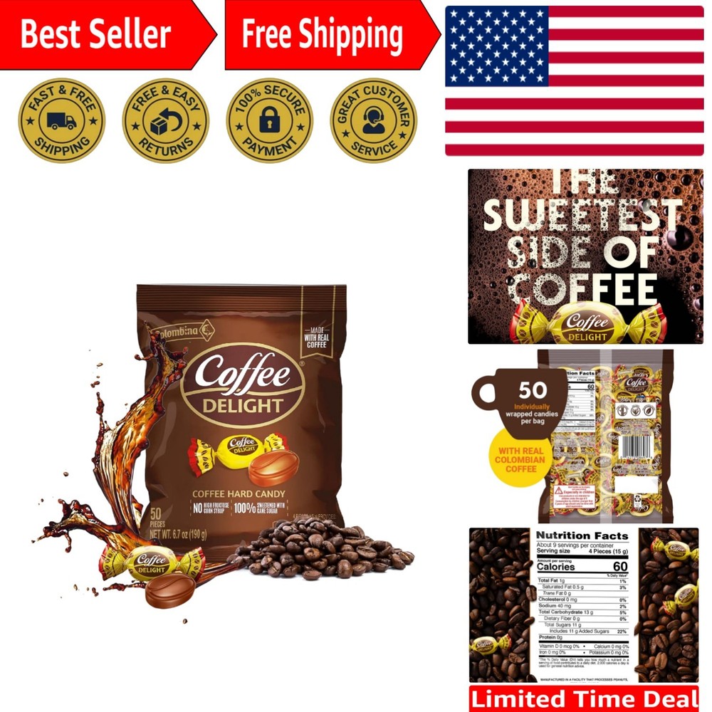 50 Pieces of Colombian Coffee Hard Candy – Low Calorie & Gluten Free Treat