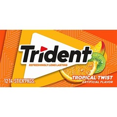 Trident Tropical Twist Sugar Free Gum, 12 Packs 1 Count (Pack of 12), Basic
