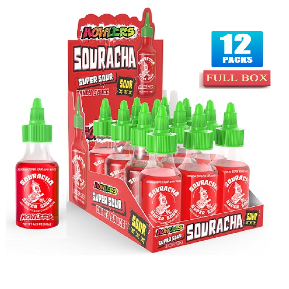 12x Bottles Howlers New Souracha Super Sour Liquid Candy Sauce – 4.23oz Each