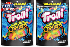 Sour Brite Crawlers, Candy, Cherry-Lemon, Strawberry-Grape & Orange-Lime, Sweet