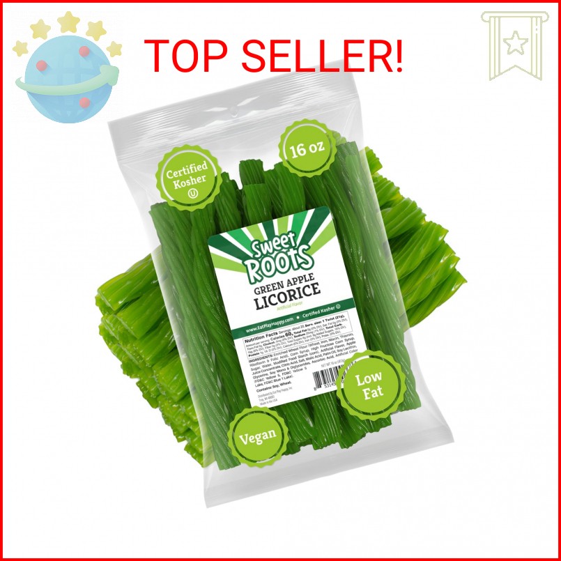 Sweet Roots Green Apple Licorice Twists – Jumbo Soft Licorice Sticks Made with R