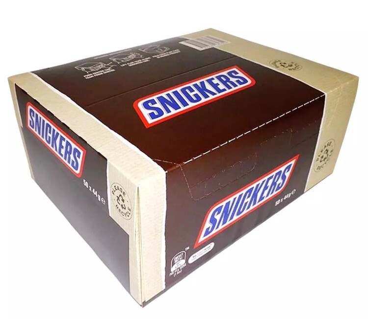 50 x 44g Snickers Chocolate Candy Bar Milk Chocolate Peanuts Caramel Nougat Kids
