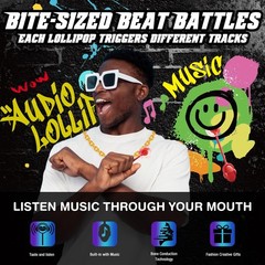 AMOS Music Lollipop Candy Suckers – TastySounds Pack of 1, Hip Hop(1-Pack)