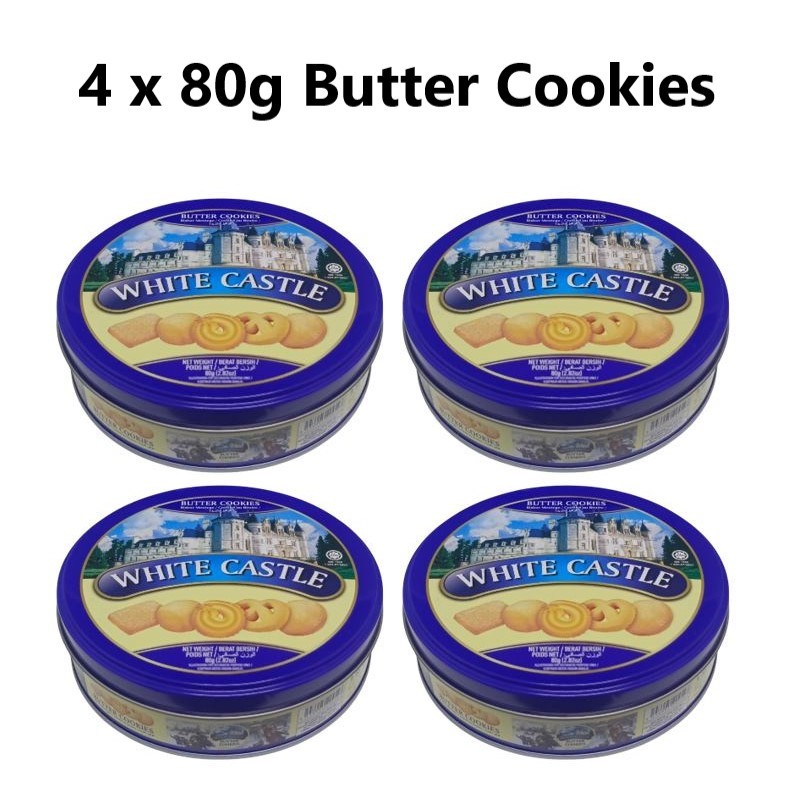 4 x 80g White Castle Butter Cookies Danish Cookies – Collectible Tins Packaging