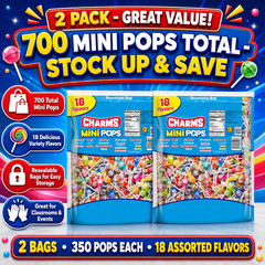 2 Pack Charms Mini Pops, Assorted Flavors, 350-count