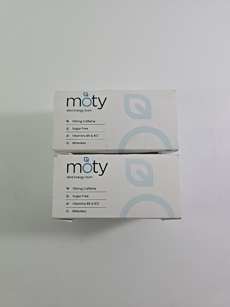 Lot Of 2 NEW Moty Mint Energy Gum 5 Packs Of Gum 10 Pieces/Pack 100 Pieces Total