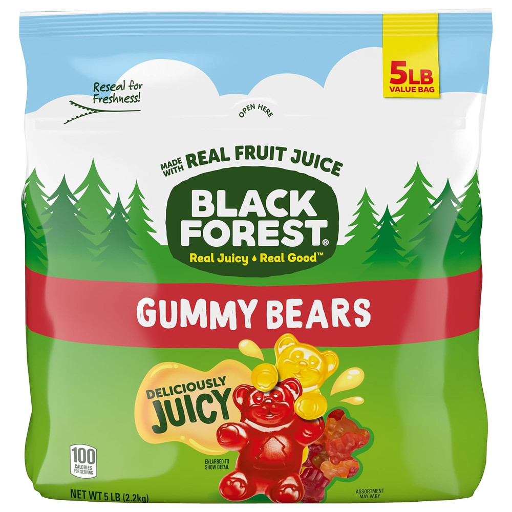 Gummy Bears Candy, Made with Real Fruit Juice, Resealable 5-Pound Bulk Bag