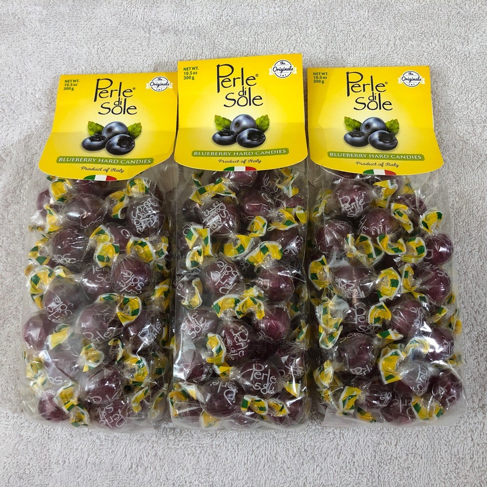 3 PACK ~ Perle di Sole Blueberry Hard Candies from Italy 31.5 ounces NEW