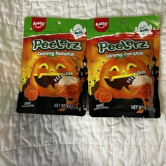 2 Amos Peelerz Halloween Gummy Pumpkin Peelable Orange Candy