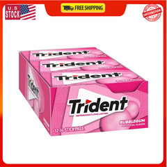 Trident Bubblegum Sugar Free Gum, 12 Packs of 14 Pieces (168 Total Pieces)