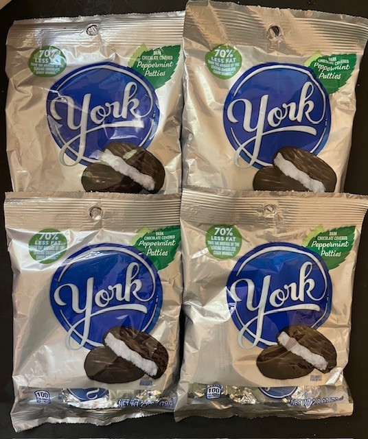 York Peppermint Patties Dark Chocolate Covered Mint Candy (LOT OF 4 BAGS}