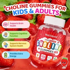 NATISLAND Choline Gummies for Kids & Adults, 1 Count (Pack of 60)