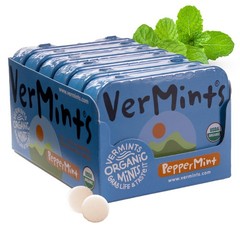VerMints Organic Breath Mints PepperMint Candy 1.4 Ounce (Pack of 6)