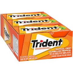 Trident Sugar Free Tropical Twist Gum Superpak, 12 Pack (14 Pieces Each)
