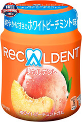 Japanses Recaldent Gum Peach Mint Bottle 4.93Oz(140G) Japan Mint Gum