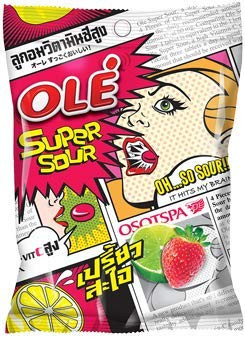 OLE Super Sour Coated Strawberry Lime Candy Pack of 3 Halal Certified 0.61 Oz