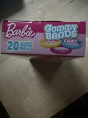 valentines Mattel Barbie Gummy Bands Bracelet Candy 20 Pouches expires 1/30/26