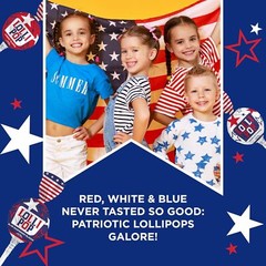 Patriotic Candy Lollipops, Independence Day, July 4th Suckers, 2-Pound Pack