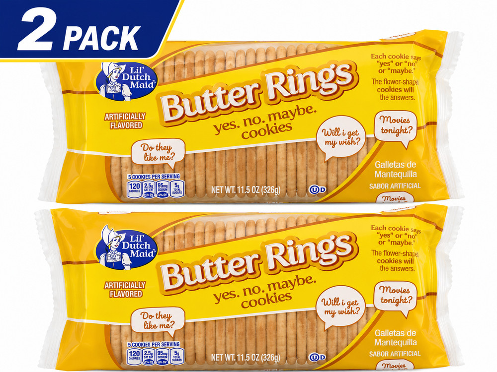 2 Pack of Lil’ Dutch Maid Butter Ring Cookies 11.5 oz Free Shipping
