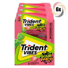 Full Box 6x Bottles Trident Vibes Sour Patch Kid Watermelon Gum | 40 Pieces Each