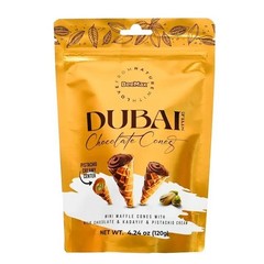 Beemax Dubai Style Mini Chocolate Cones | Waffle Cones Filled with Pistachio Cre