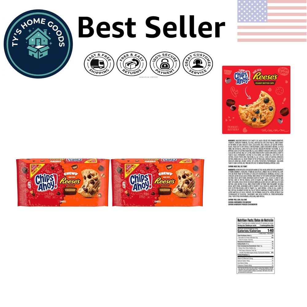 Soft and Chewy Chocolate Chip Cookies with Peanut Butter Cups – Family Size Duo