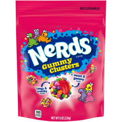 Gummy Clusters Candy, Rainbow, Resealable 8 Ounce Bag.
