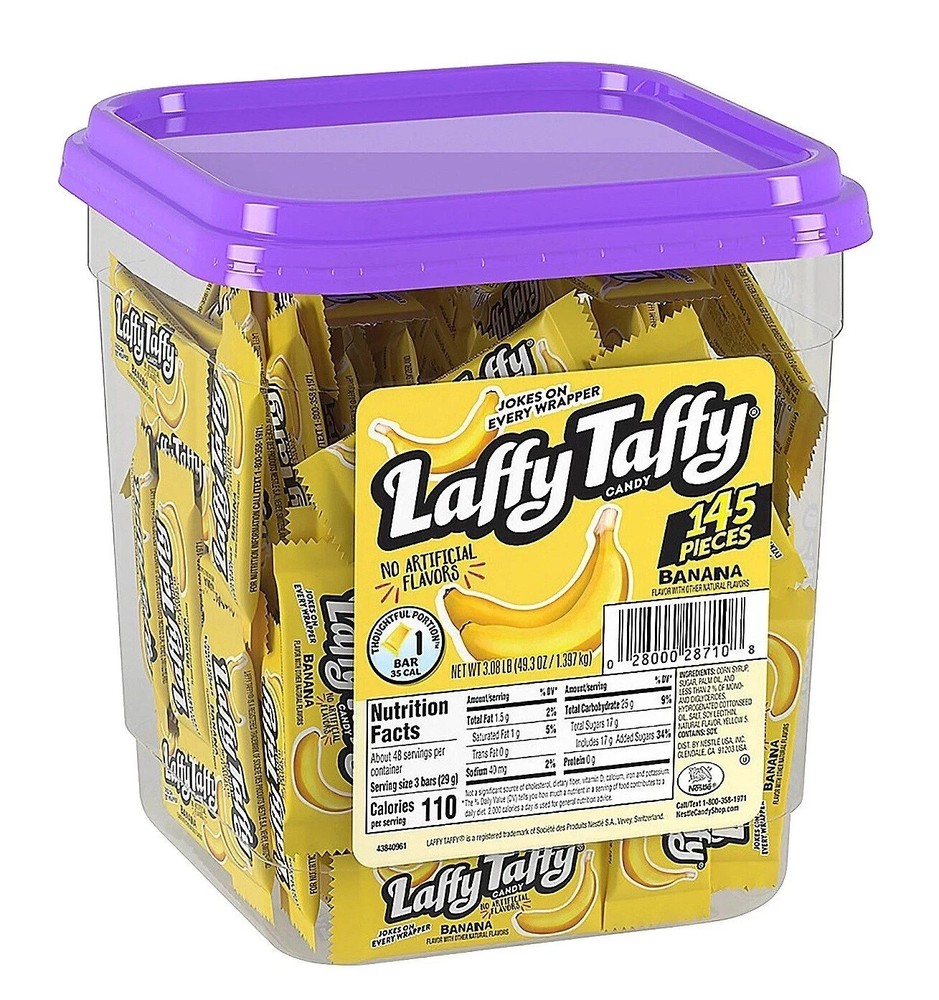 Laffy Taffy CaNDY MINI BANANA Flavored – 49.3OZ- 145 Pieces – 3 BOXES
