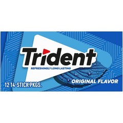 Trident Original Flavor Sugar-Free Chewing Gum, 14 Count (Pack of 12), White