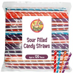 Sour Filled Candy Straws – 120 Count Bulk Bag – Tropical Punch, Orange, Cherry,