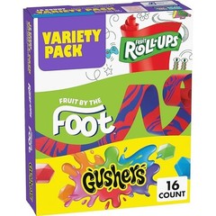 Fruit by the Foot,Fruit Roll-Ups,Gushers,Fruit Flavored Snacks,Gluten Free 16ct