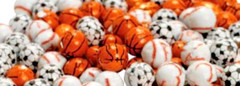 Soccer Football Basketball Baseball Asst Foil Milk Chocolate Round Candy 2# Bag