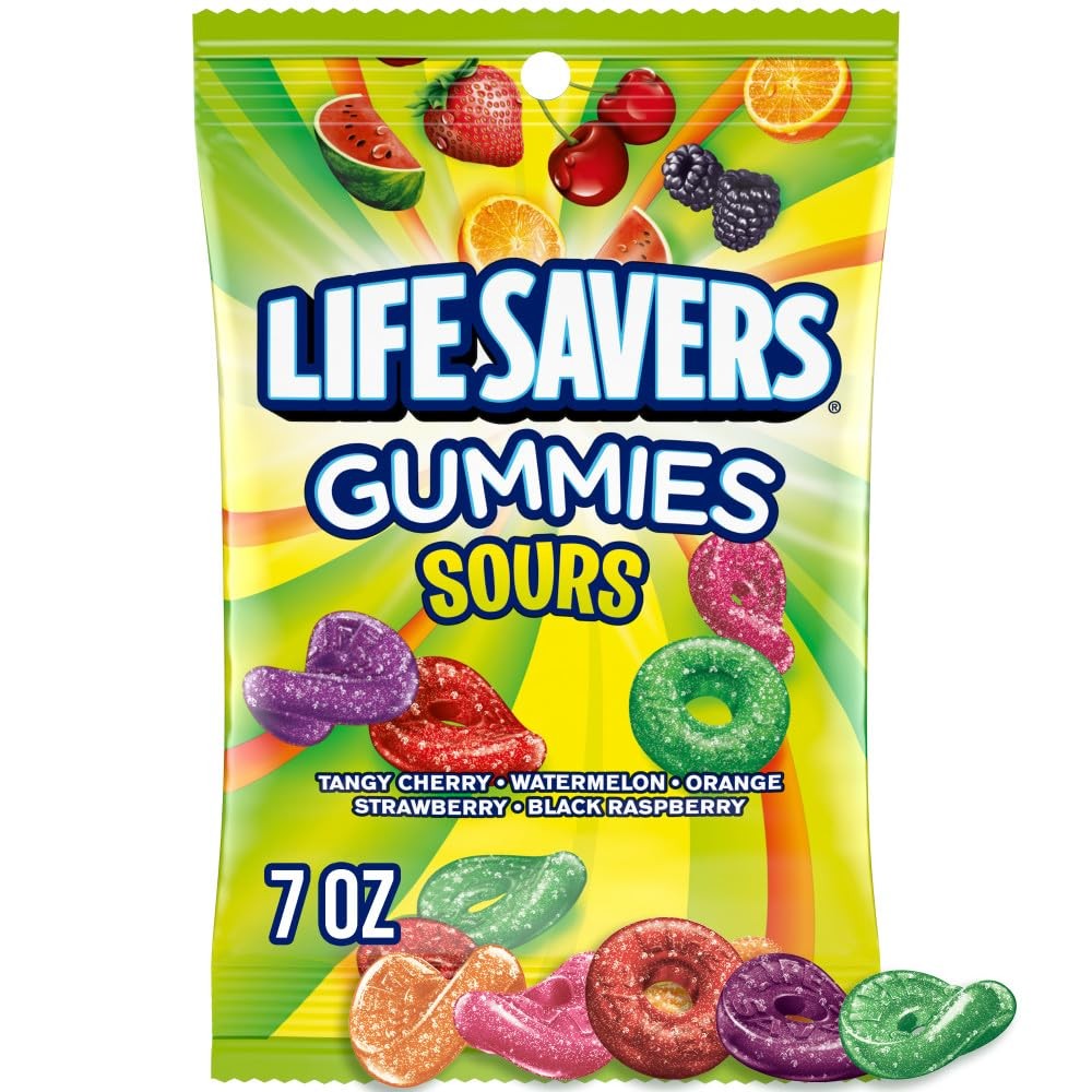 Sours Gummies Candy Bag, 7 ounce (Pack of 1)