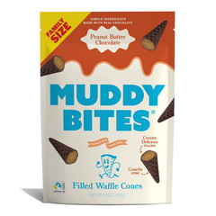 MUDDY BITES Peanut Butter Chocolate Waffle Cone Snacks – 4.25oz