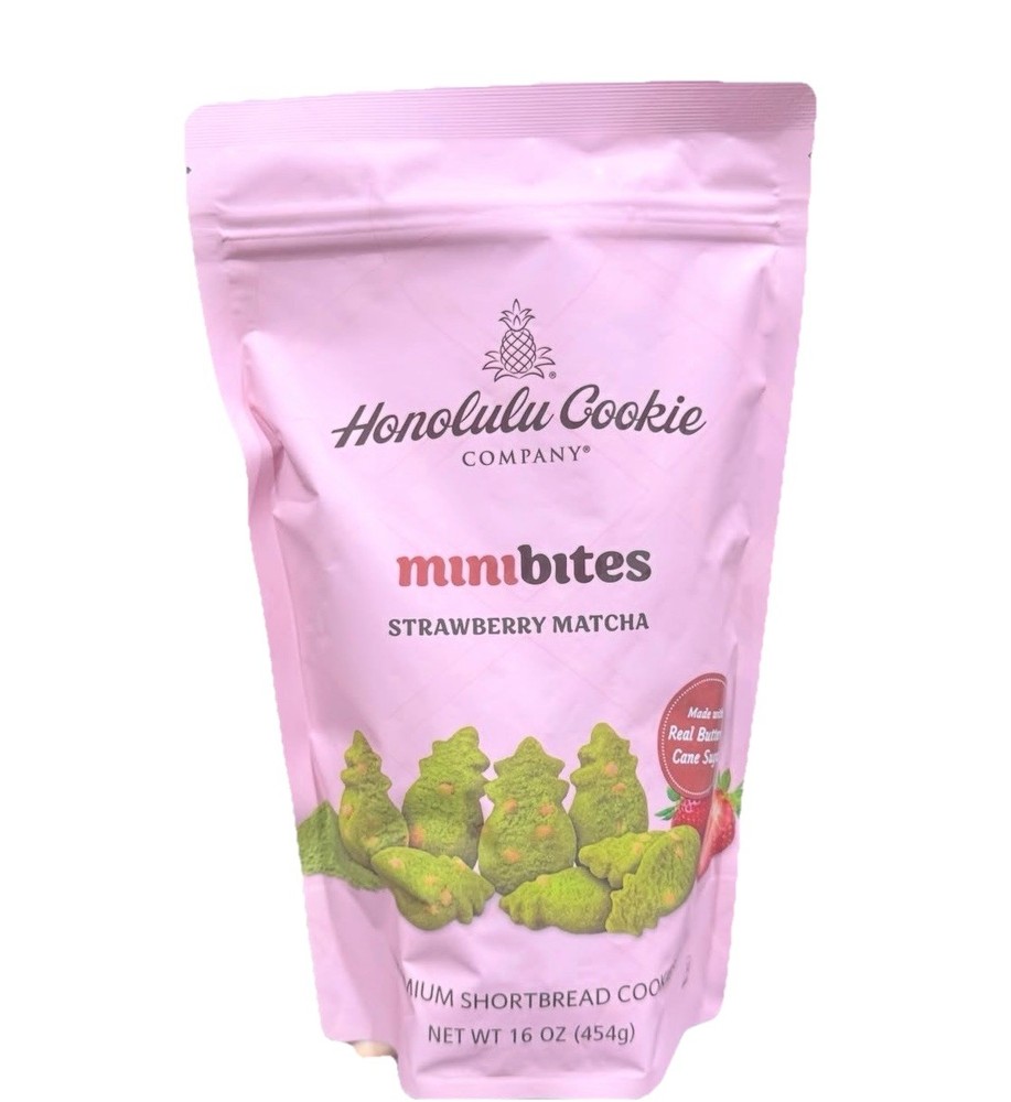 Honolulu Cookie Company minibites Strawberry Matcha USA Shortbread Cookies 16oz