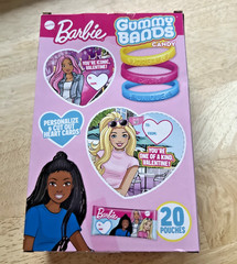 valentines Mattel Barbie Gummy Bands Bracelet Candy 20 Pouches expires 1/30/26