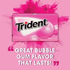 3x Packs Trident Bubblegum Flavor Sugar Free Chewing Gum | 14 Sticks Per Pack