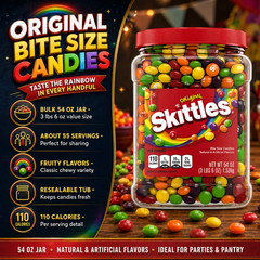 Skittles Bite Size Candies, Original, 54 oz