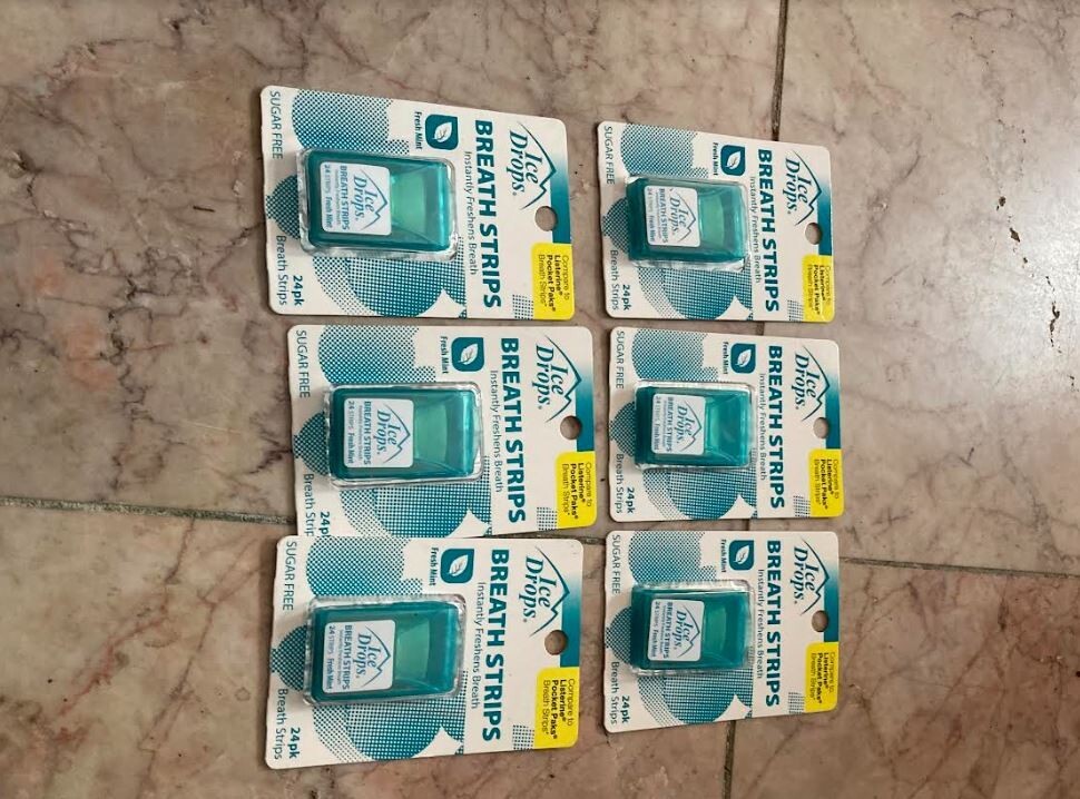 New 6 pk Ice Drops Breath Strips Fresh Mint w/24 Per Pack (Sugar Free) exp 5/25