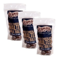 Lehman’s Milk Chocolate Coated Malted Milk Balls, 3 Pack of 8 oz Candy Bags