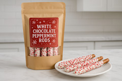 Peppermint Crunch White Chocolate Pretzel Rods 16 Pack Individually Wrapped