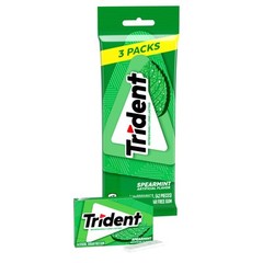Trident Spearmint Sugar Free Gum 3 Pack 42 Pieces Fresh Breath Dental Care