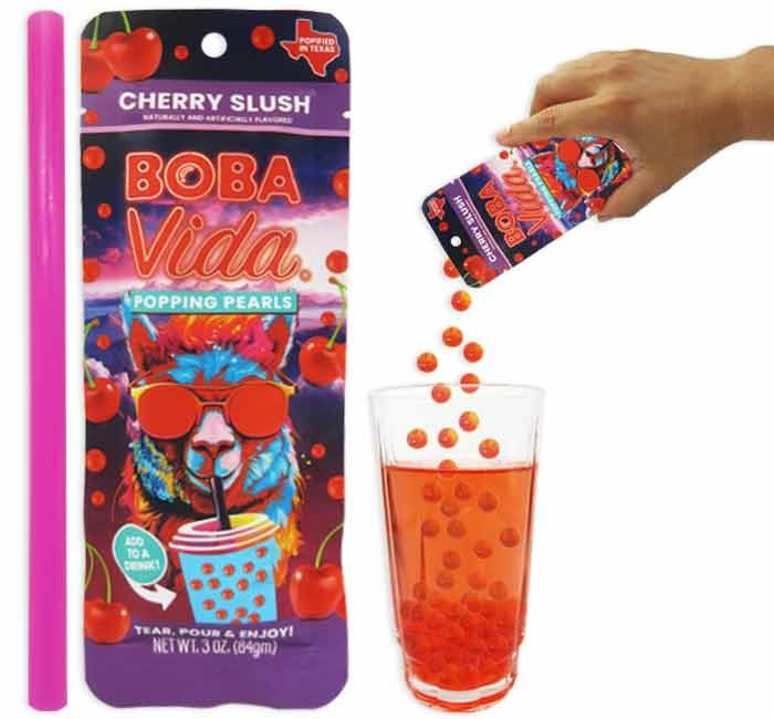 Boba Vida Popping Boba Pearls – Cherry Slush – 1 Pouch – 3oz – FREE SHIPPING