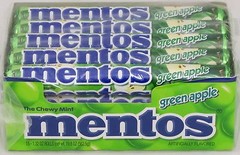 Mentos Green Apple Flavored Chewy Candy 1 Box 15 Rolls Mints Apples Bulk Candies