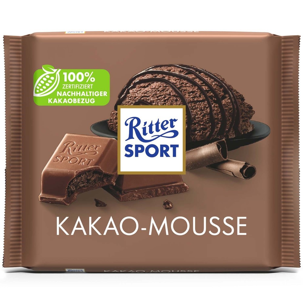 Ritter Sport chocolate bar: COCOA MOUSSE -Kakao – 100g- FREE SHIPPING